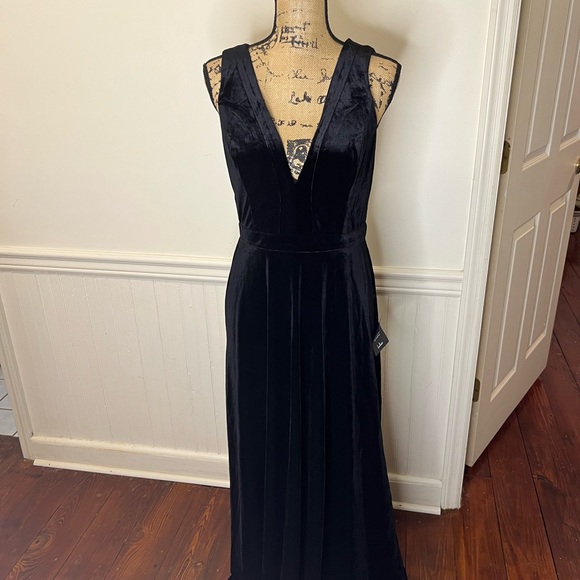 Lulus black velvet sleeveless maxi dress size L - Picture 5 of 11